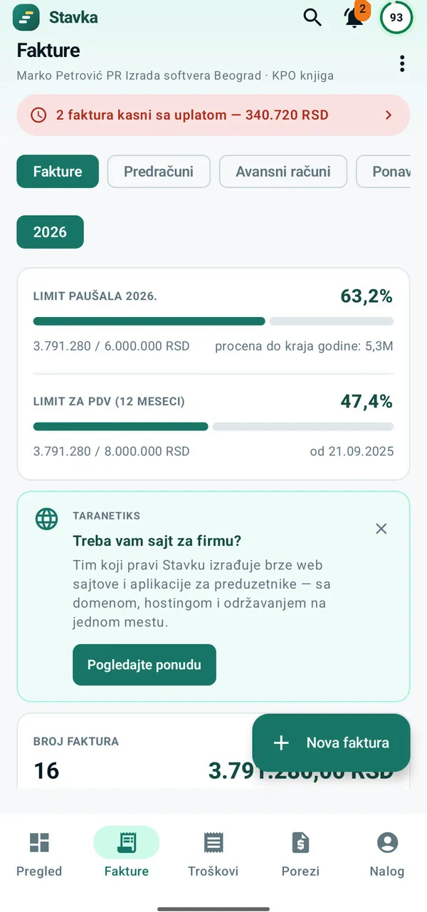 Fakture na telefonu
